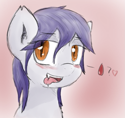 Size: 777x729 | Tagged: safe, artist:candel, oc, oc only, oc:moskvin, bat pony, pony, /mlp/, bedroom eyes, blood, blushing, looking at you, solo