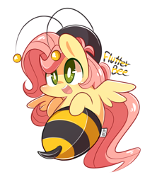 Size: 870x980 | Tagged: safe, artist:php56, fluttershy, pegasus, pony, it ain't easy being breezies, animal costume, bee costume, chibi, clothes, costume, cute, female, flutterbee, open mouth, shyabetes, simple background, solo, spread wings, white background, wings