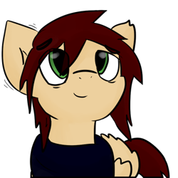 Size: 400x400 | Tagged: safe, artist:candel, oc, oc only, oc:candlelight, pony, clothes, cute, happy, lidded eyes, looking up, scarf, shirt, simple background, smiling, solo, transparent background