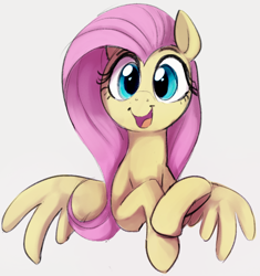 Size: 602x641 | Tagged: safe, artist:dotkwa, fluttershy, pegasus, pony, bust, cute, female, grayscale, looking at you, mare, open mouth, shyabetes, simple background, smiling, solo, white background, wings