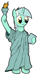 Size: 504x999 | Tagged: safe, lyra heartstrings, pony, bipedal, clothes, costume, liberty, solo, standing, statue of liberty