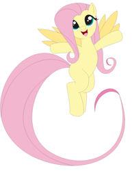 Size: 606x786 | Tagged: safe, artist:broku5000, fluttershy, pegasus, pony, long tail, simple background, solo