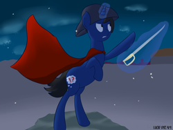 Size: 4000x3000 | Tagged: safe, artist:triplesevens, oc, oc only, oc:lucid dream, pony, unicorn, cape, clothes, cosplay, costume, dressup, history, magic, napoleon bonaparte, pointing, solo, standing up, sword, weapon