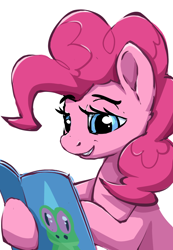 Size: 748x1080 | Tagged: safe, artist:anonymous, pinkie pie, earth pony, pony, /mlp/, 4chan, chuckle, drawthread, female, magazine, mare, meme, ponified, ponified meme, reaction image, sensible chuckle, simple background, smiling, solo, white background