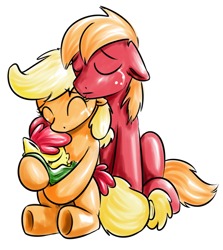 Size: 600x672 | Tagged: safe, artist:xioade, apple bloom, applejack, big macintosh, earth pony, pony, apple siblings, baby, baby pony, crying, filly, foal