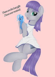 Size: 2862x3961 | Tagged: safe, artist:booponies, maud pie, trixie, pony, plushie, shirt, solo