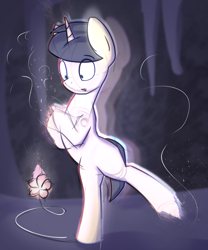 Size: 2000x2400 | Tagged: safe, artist:triplesevens, oc, oc only, pony, unicorn, cave, flower, standing