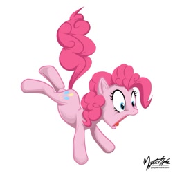 Size: 825x825 | Tagged: dead source, safe, artist:mysticalpha, pinkie pie, earth pony, pony, cute, diapinkes, female, mare, shocked, simple background, solo, surprised, white background