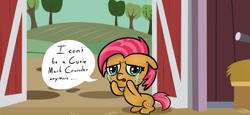 Size: 1500x692 | Tagged: safe, artist:firenhooves, babs seed, bloom and gloom, adorababs, crying, cute, solo
