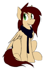 Size: 1256x1976 | Tagged: safe, artist:candel, oc, oc only, oc:candlelight, pegasus, pony, clothes, freckles, looking at you, male, scarf, simple background, sitting, solo, transparent background