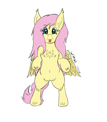 Size: 2420x2775 | Tagged: safe, artist:wapamario63, fluttershy, pegasus, pony, :p, bipedal, chest fluff, cute, ear fluff, female, mare, shyabetes, silly, solo, tongue out, wings