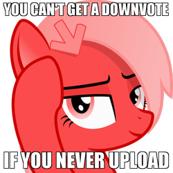 Size: 600x600 | Tagged: safe, artist:arifproject, edit, oc, oc only, oc:downvote, pony, bust, derpibooru ponified, hairclip, image macro, lidded eyes, looking at you, meme, meta, ponified, raised hoof, roll safe, simple background, solo, transparent background, vector, you can't have a nightmare if you never dream