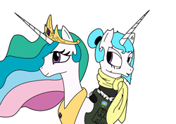 Size: 3504x2480 | Tagged: safe, artist:kr4k40, artist:warking76, princess celestia, alicorn, pony, clothes, fanfic art, jewelry, mare, regalia, s.t.a.l.k.e.r., scarf, vector