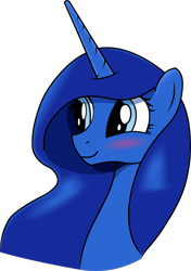 Size: 1797x2548 | Tagged: safe, artist:brisineo, artist:warking76, oc, oc:eos, alicorn, pony, fallout equestria, fallout equestria: broken bonds, alicorn oc, artificial alicorn, blue alicorn (fo:e), blushing, bust, fallout, fanfic, fanfic art, female, horn, mare, not luna, portrait, simple background, smiling, solo, transparent background