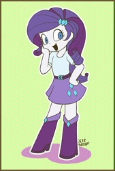 Size: 500x738 | Tagged: safe, artist:uotapo, rarity, equestria girls, boots, clothes, cute, eyelashes, female, open mouth, raribetes, shoes, skirt, solo