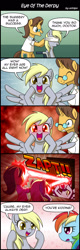 Size: 800x2504 | Tagged: safe, artist:uotapo, derpy hooves, doctor horse, doctor stable, rainbow dash, pegasus, pony, where the apple lies, bandage, blushing, colored pupils, comic, cyclops (marvel comics), epic rage time, eye beams, female, hilarious in hindsight, laser, mare, mirror, now you fucked up, optic blast, teenage derpy hooves, underp, x-men