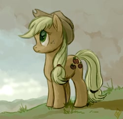 Size: 708x686 | Tagged: safe, artist:whitediamonds, applejack, earth pony, pony, female, mare, sad, solo