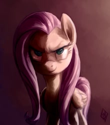 Size: 581x661 | Tagged: safe, artist:whitediamonds, fluttershy, pegasus, pony, discorded, female, flutterbitch, gradient background, mare, solo