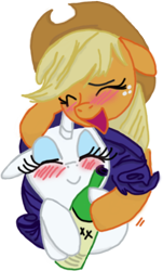 Size: 362x601 | Tagged: safe, artist:atrixwolfe, artist:whitediamonds, applejack, rarity, earth pony, pony, unicorn, alcohol, blushing, drunk, drunk aj, drunk lesbian, drunk rarity, female, lesbian, rarijack, shipping, simple background, transparent background