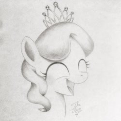 Size: 1024x1024 | Tagged: safe, artist:theasce, diamond tiara, cute, diamondbetes, monochrome, smiling, solo, traditional art