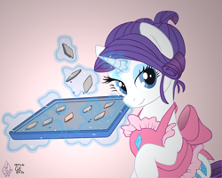 Size: 2500x2000 | Tagged: safe, artist:gummy ekb, artist:whitediamonds, edit, rarity, pony, unicorn, alternate hairstyle, apron, baking, clothes, cookie, solo