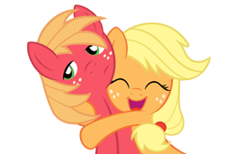 Size: 1500x1025 | Tagged: safe, artist:datnaro, artist:whitediamonds, applejack, big macintosh, earth pony, pony, hug, male, stallion