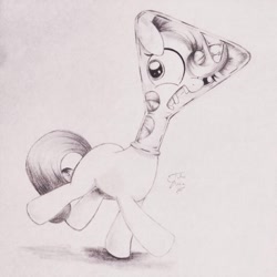 Size: 1024x1024 | Tagged: safe, artist:theasce, lemon hearts, amending fences, flaskhead hearts, monochrome, solo, traditional art