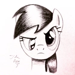 Size: 1024x1024 | Tagged: safe, artist:theasce, derpy hooves, pegasus, pony, female, looking at you, mare, monochrome, solo, traditional art