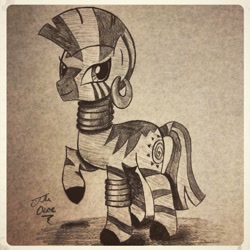 Size: 1008x1008 | Tagged: safe, artist:theasce, zecora, zebra, monochrome, solo, traditional art