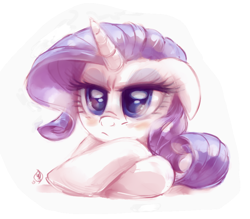 Size: 800x700 | Tagged: safe, artist:whitediamonds, rarity, pony, unicorn, blushing, female, grumpy, mare, solo