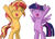 Size: 188x135 | Tagged: safe, artist:uotapo, edit, sunset shimmer, twilight sparkle, twilight sparkle (alicorn), alicorn, pony, unicorn, cheering, cropped, cute, female, happy, hooves up, picture for breezies, shimmerbetes, simple background, smiling, transparent background, twiabetes