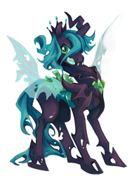 Size: 550x732 | Tagged: safe, artist:theuselesstoe, king metamorphosis, queen chrysalis, changeling, changeling queen, changeling king, female, male, rule 63, simple background, solo, white background