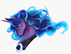 Size: 700x526 | Tagged: dead source, safe, artist:theuselesstoe, princess luna, alicorn, pony, bust, portrait, profile, simple background, solo, white background