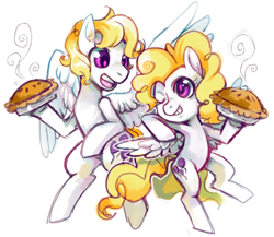 Size: 700x608 | Tagged: safe, artist:theuselesstoe, surprise, ambush, pie, rule 63, self ponidox