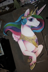 Size: 596x887 | Tagged: safe, artist:theuselesstoe, princess celestia, alicorn, pony, cardboard, craft, huge, solo, traditional art