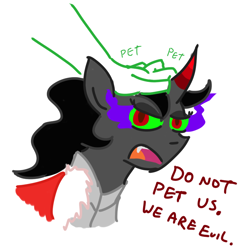 Size: 800x800 | Tagged: safe, artist:jargon scott, king sombra, queen umbra, pony, unicorn, hand, i am the night, petting, rule 63