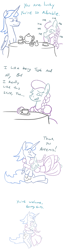 Size: 800x3200 | Tagged: safe, artist:jargon scott, prince artemis, princess luna, oc, oc:grittyguts, alicorn, pony, artemabetes, braid, clothes, comic, cute, dialogue, dream walker luna, dress, hug, laughing, rule 63, rule63betes, tea party