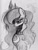 Size: 2445x3228 | Tagged: safe, artist:thelunarmoon, princess luna, alicorn, pony, monochrome, solo, traditional art