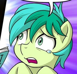 Size: 354x341 | Tagged: safe, artist:uotapo, sandbar, earth pony, pony, comic, cropped, crying, male, teary eyes, teenager