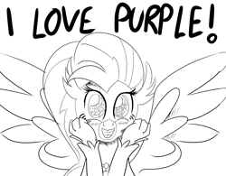 Size: 1152x900 | Tagged: safe, artist:sintakhra, silverstream, hippogriff, tumblr:studentsix, black and white, cute, diastreamies, excited, grayscale, heart eyes, monochrome, purple, simple background, sketch, tumblr, white background, wingding eyes