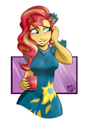 Size: 1280x1797 | Tagged: safe, artist:ponut_joe, sunset shimmer, equestria girls, legend of everfree, beautiful, blushing, brushing hair behind ear, clothes, crystal gala, crystal gala dress, cute, dress, eyebrows visible through hair, female, shimmerbetes, shy, solo