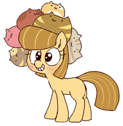 Size: 400x412 | Tagged: safe, artist:dsp2003, artist:wafflecakes, oc, oc only, oc:blobcats, earth pony, pony, collaboration, :3, blushing, female, grin, mare, pusheen, simple background, smiling, transparent background