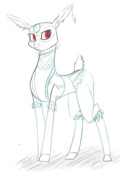 Size: 519x742 | Tagged: safe, artist:thatdarnpony, oc, oc only, deer, fallout equestria, solo, tribal