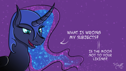 Size: 1280x720 | Tagged: safe, artist:midnightsix3, nightmare moon, curved horn, lunadoodle, solo