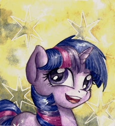 Size: 1024x1120 | Tagged: safe, artist:the-wizard-of-art, part of a set, twilight sparkle, bust, solo, traditional art, watercolor painting