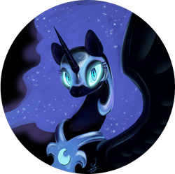 Size: 3327x3317 | Tagged: safe, artist:chirpy-chi, nightmare moon, glowing eyes, portrait, solo