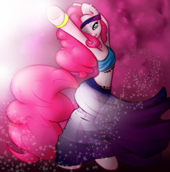 Size: 2949x3000 | Tagged: safe, artist:kelisah, pinkie pie, anthro, unguligrade anthro, friendship is witchcraft, armpits, belly button, belly dancer, bipedal, gypsy pie, solo