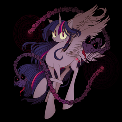Size: 1280x1280 | Tagged: safe, artist:umeguru, twilight sparkle, twilight sparkle (alicorn), alicorn, pony, black background, female, mare, simple background