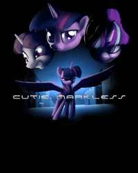 Size: 900x1125 | Tagged: safe, artist:moonlitbrush, starlight glimmer, twilight sparkle, twilight sparkle (alicorn), alicorn, pony, the cutie map, crossover, equilibrium (film), female, mare, movie poster