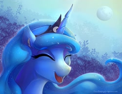 Size: 1600x1236 | Tagged: dead source, safe, artist:viwrastupr, princess luna, alicorn, pony, cute, happy, lunabetes, moon, solo